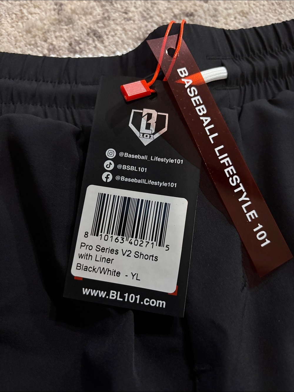 Baseball Lifestyle 101 Pro Series V2 Training Shorts w Liner Youth Large Black - Picture 3 of 4